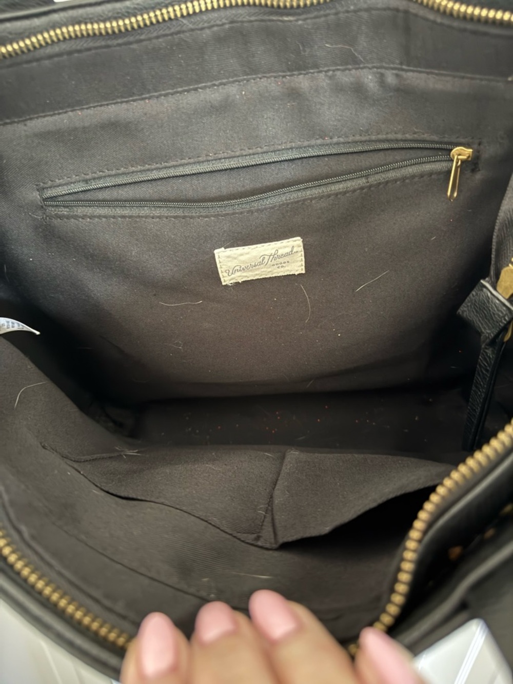 Universal Thread Faux Leather Classic Black Leather Tote Bag - Picture 4 of 4